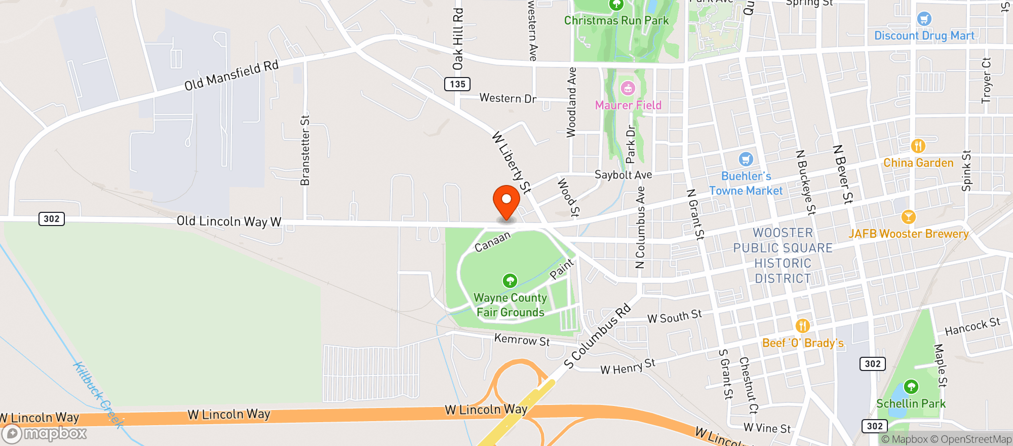 Map showing WEST LINCOLN WAY DRIVE THRU