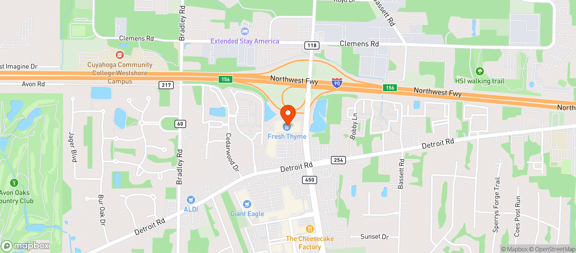 Map showing FRESH THYME FARMERS MARKET