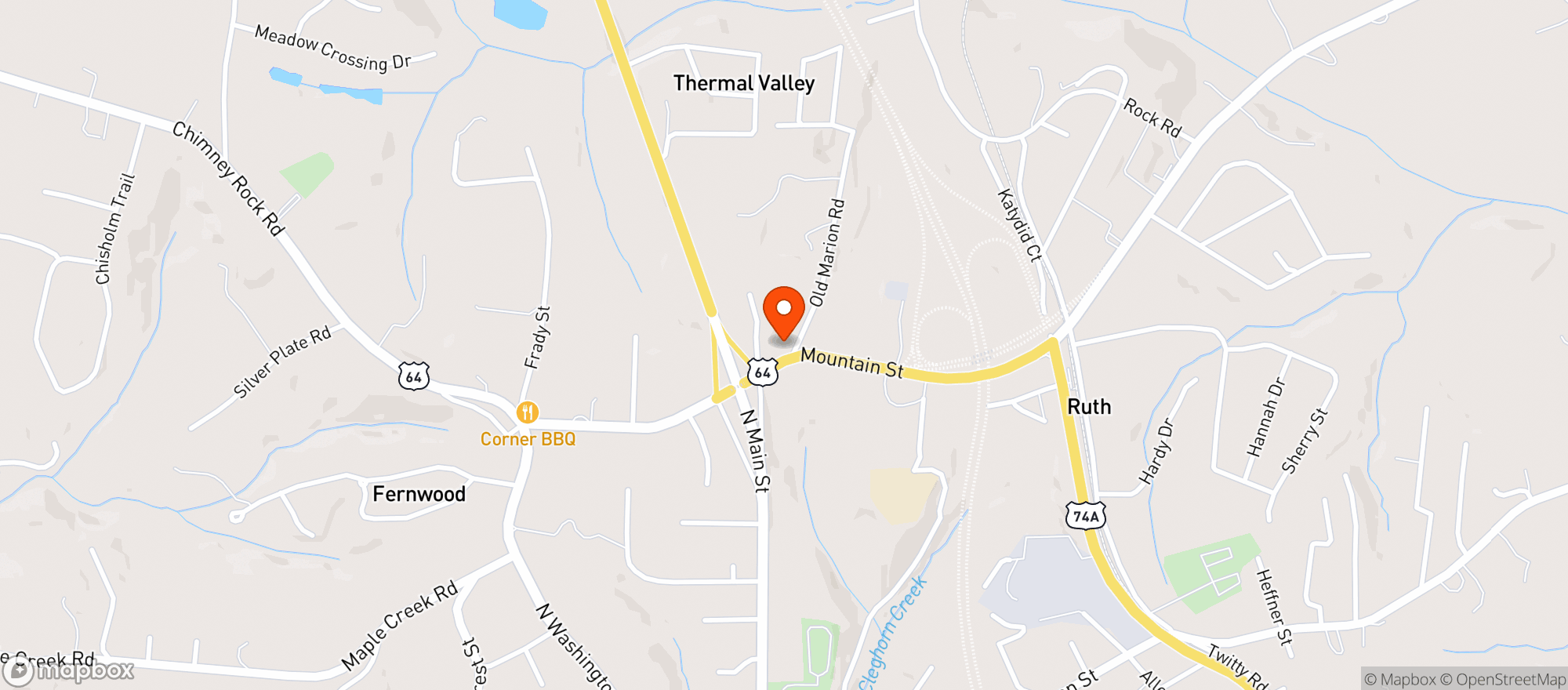 Map showing East Mountain Kwik Mart
