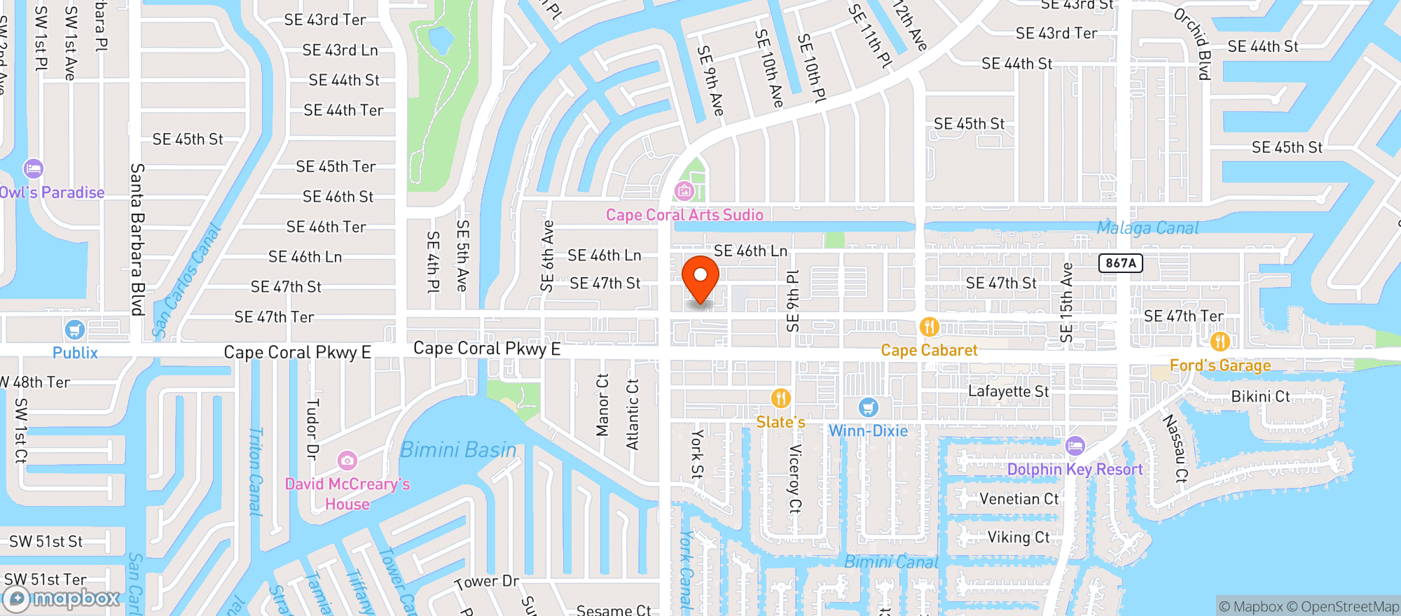 Map showing Cut Rate Liquors
