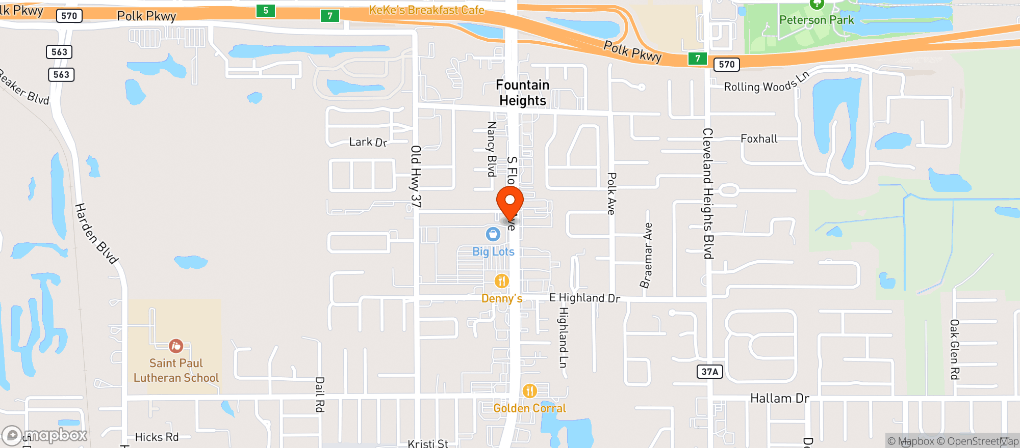 Map showing Winners Circle Sports Bar
