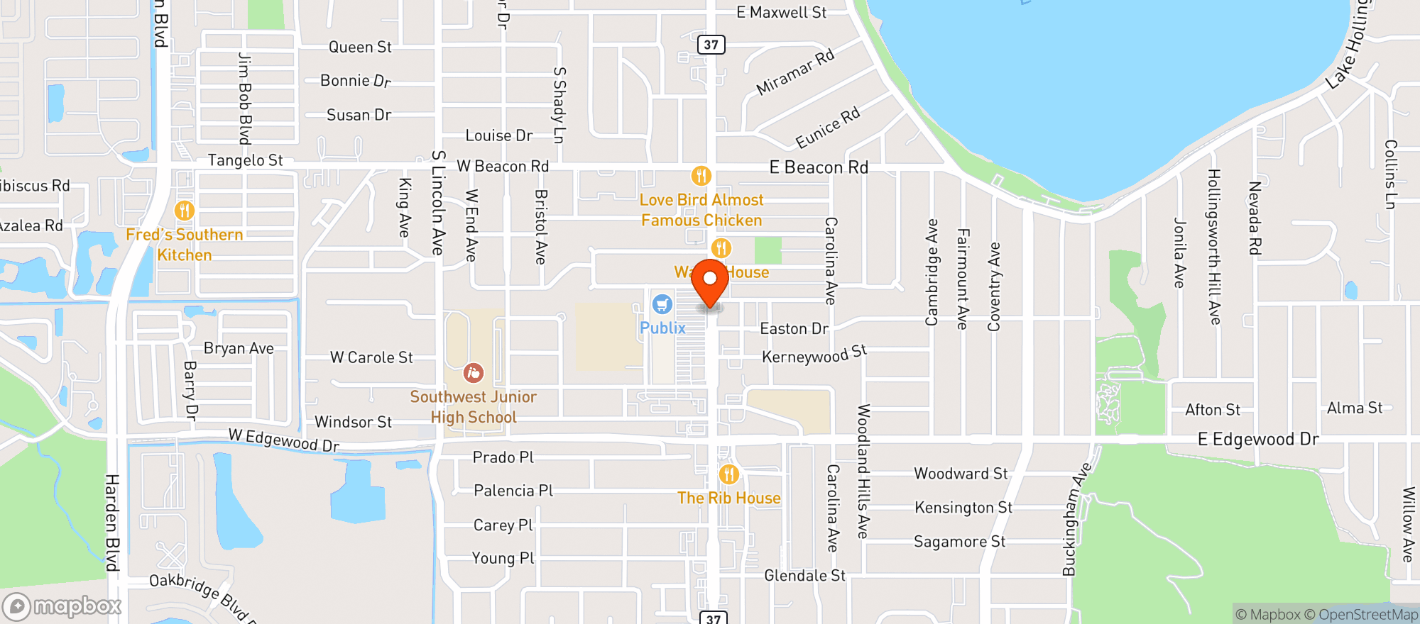 Map showing Publix Super Market