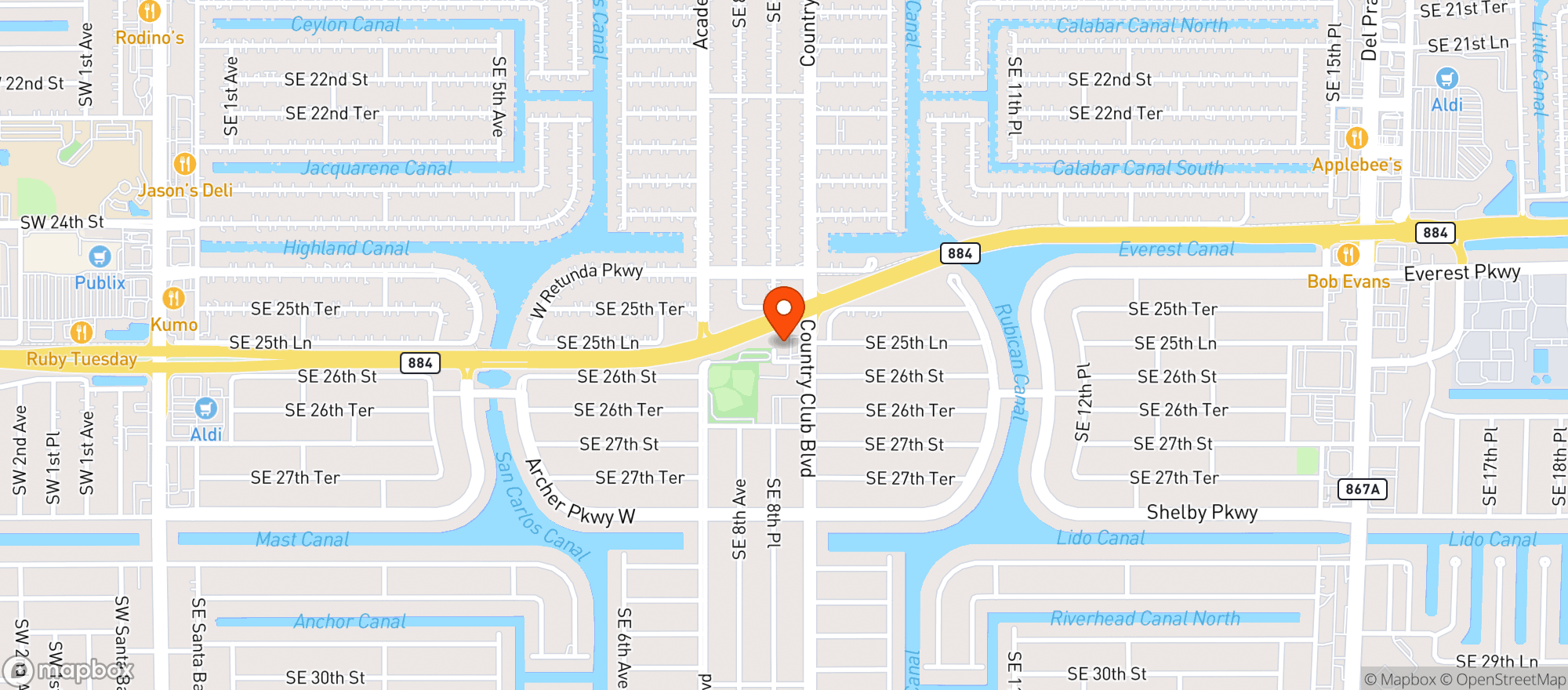 Map showing Circle K # 7574