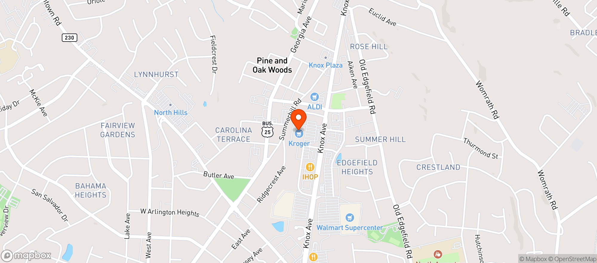 Map showing Kroger