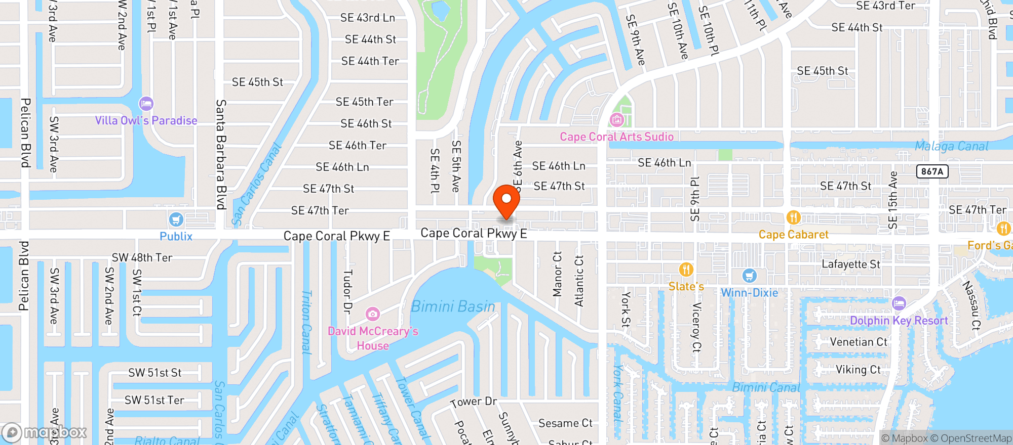 Map showing Circle K # 4632