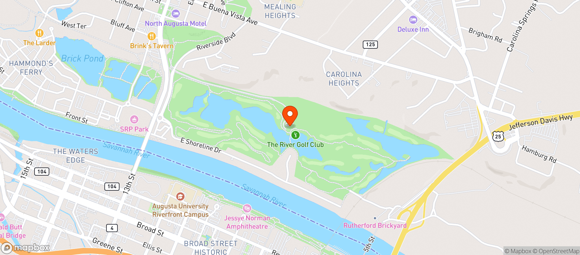 Map showing The River Golf Club