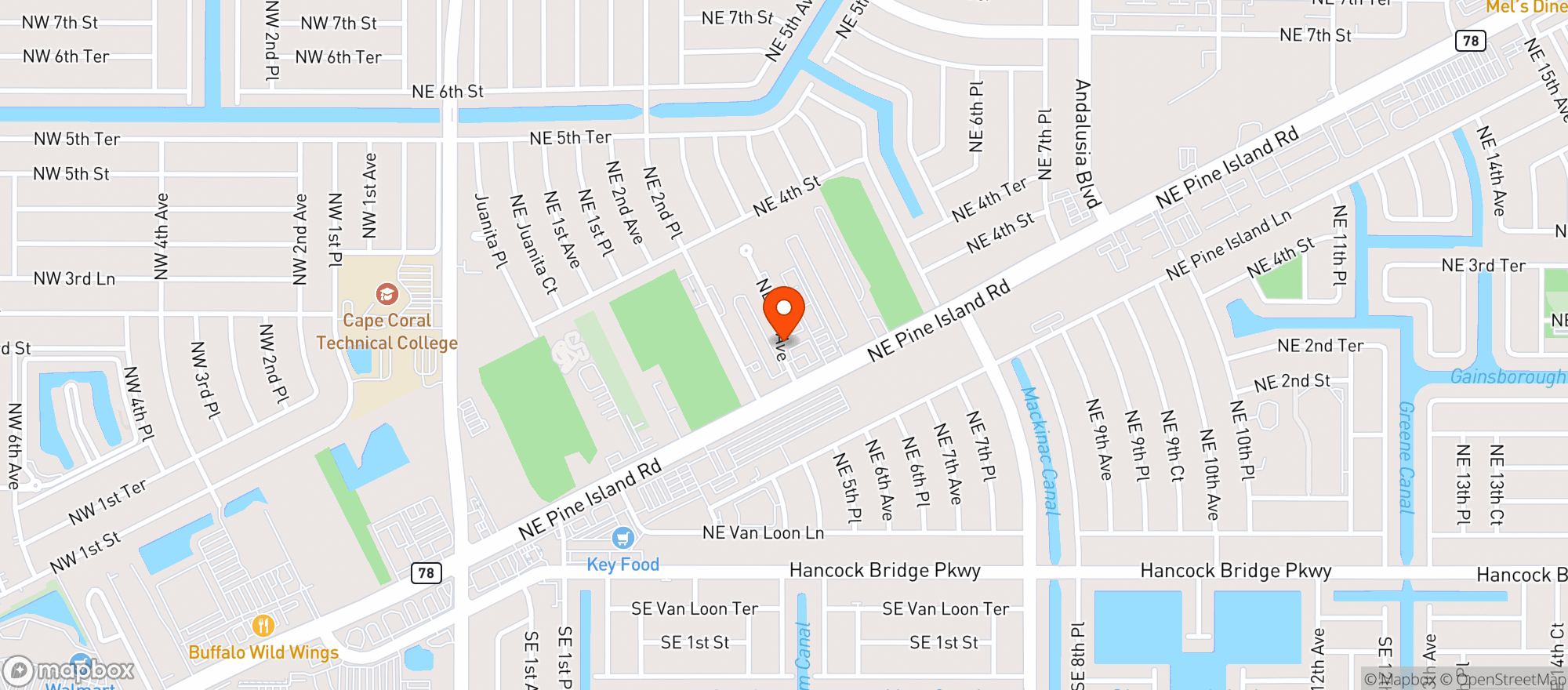Map showing La Fondita Mexican Food