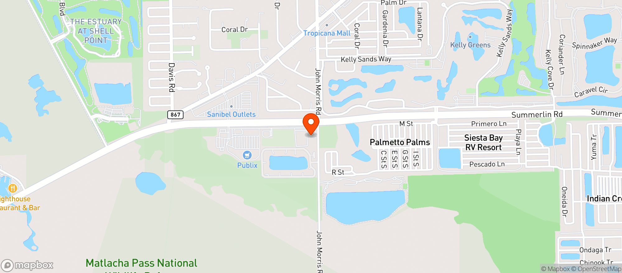 Map showing Circle K # 8814