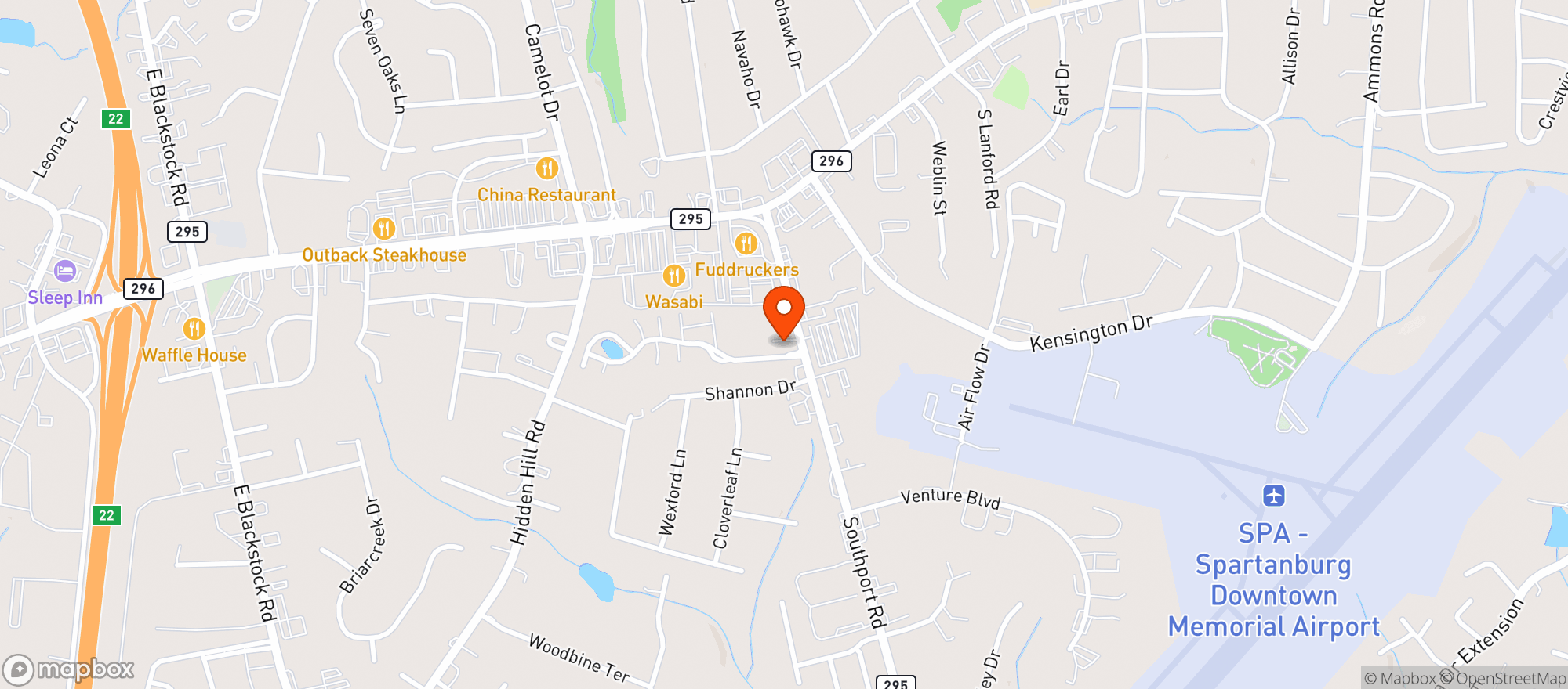 Map showing The Oasis Beer & Wine