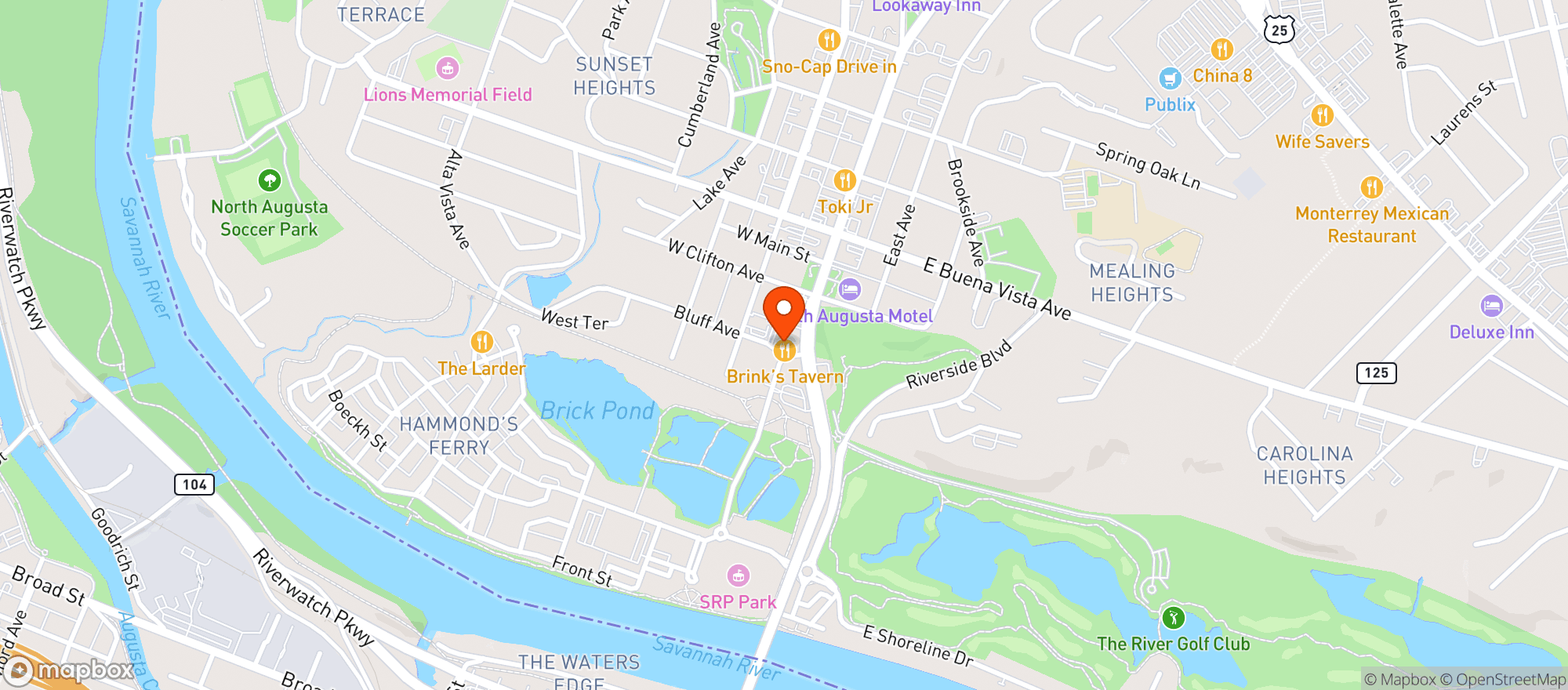 Map showing Brinks Tavern