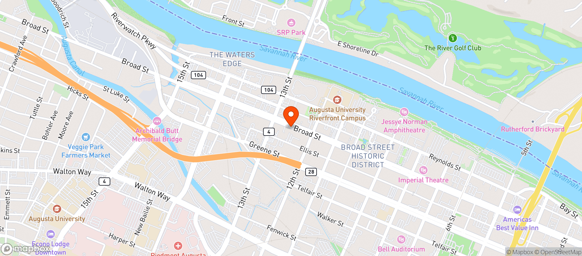 Map showing Frog Hollow Tavern
