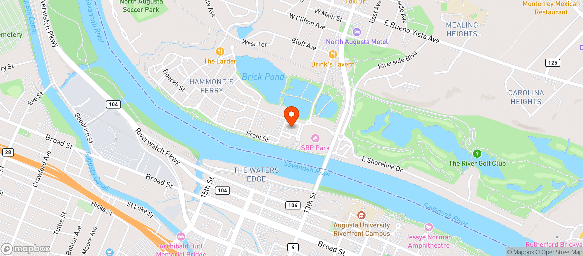 Map showing Crowne Plaza