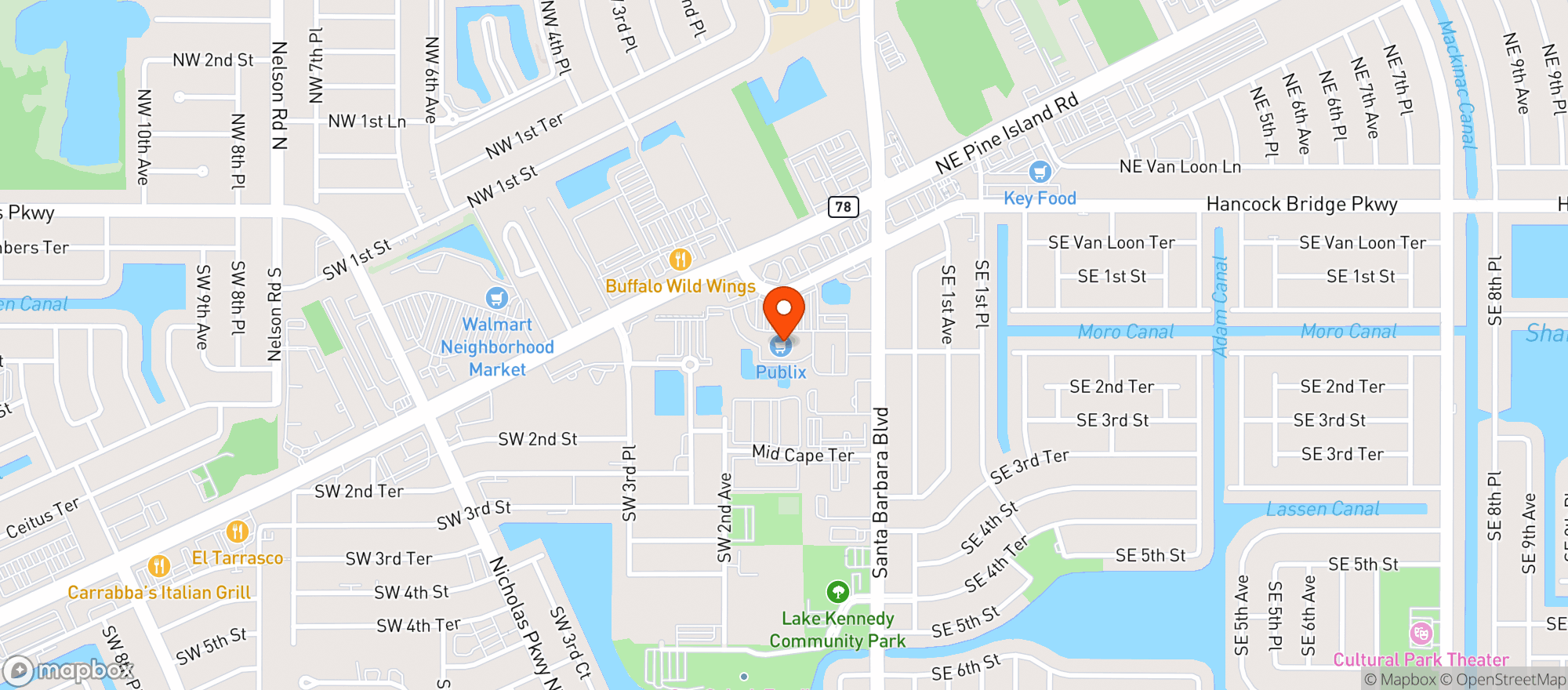 Map showing Publix