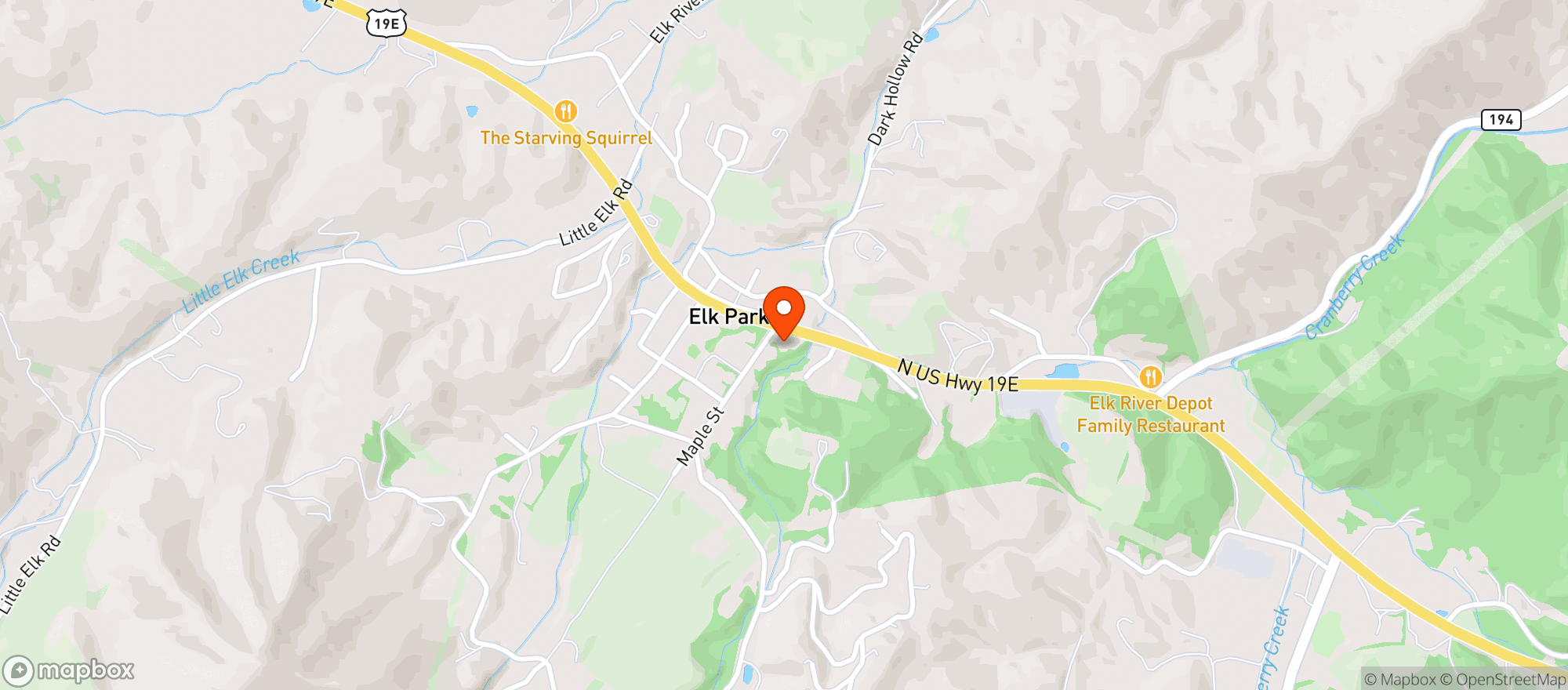 Map showing Elk Park Mini Market