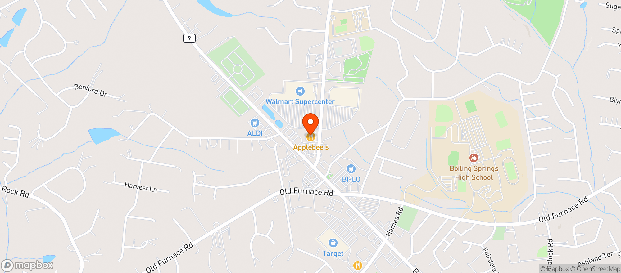 Map showing Applebees Neighborhood Grill & Bar