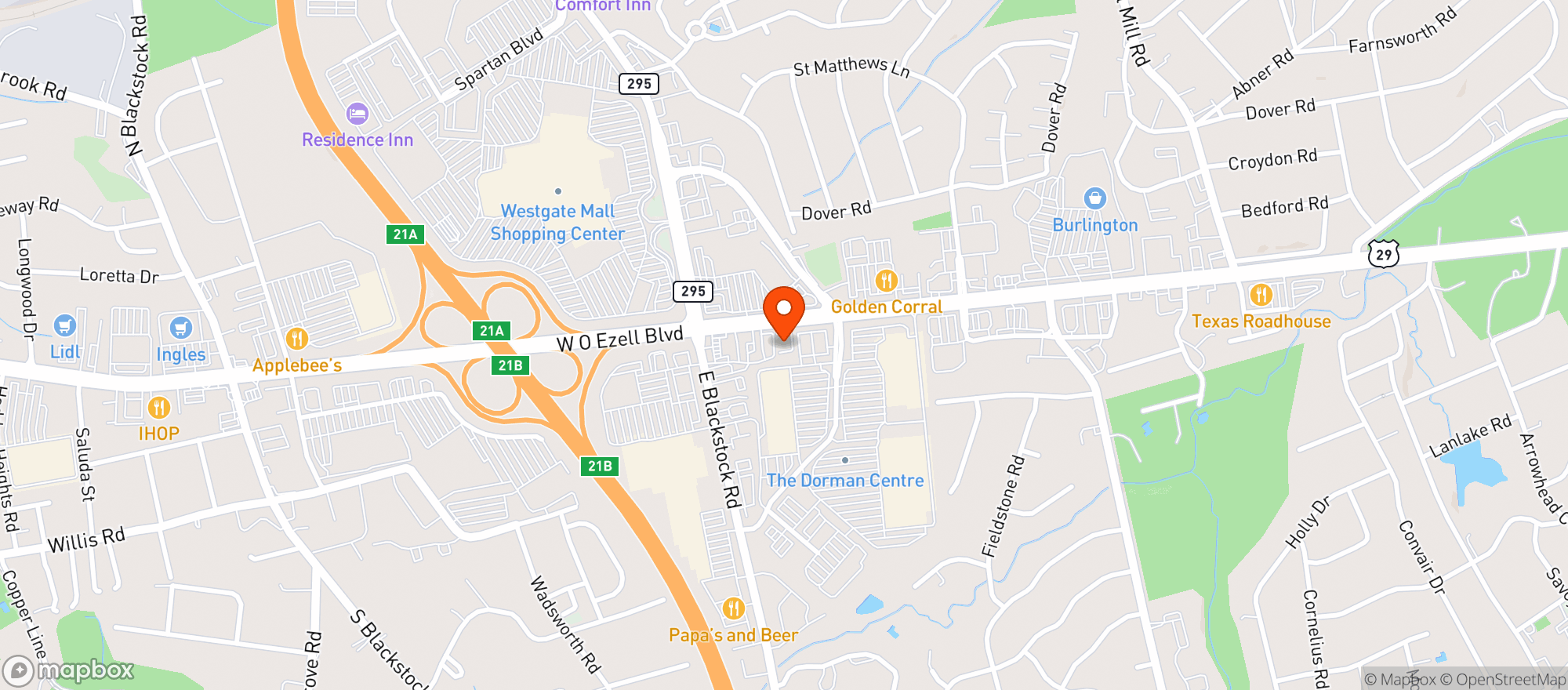Map showing Vitamin Shoppe - Spartanburg