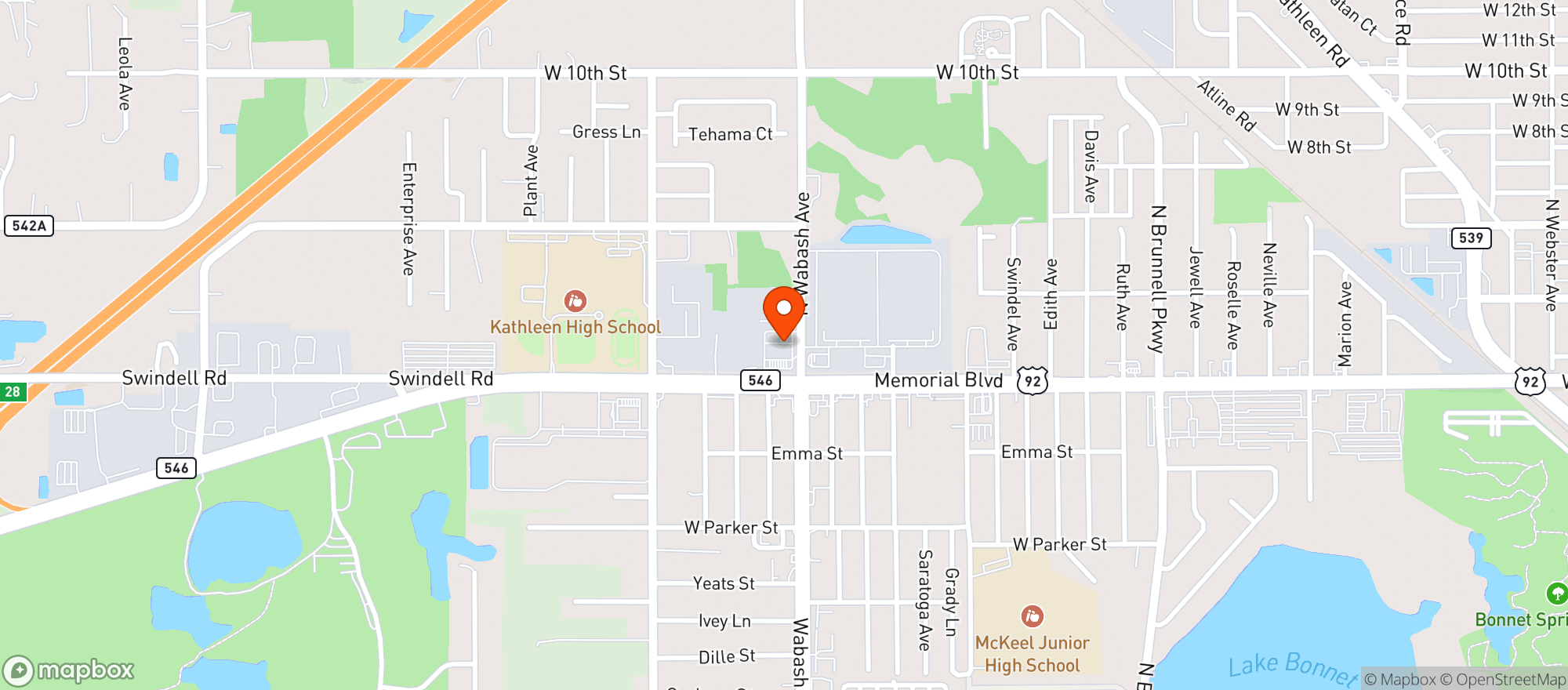 Map showing CIRCLE K (2109 W MEMORIAL BLVD)