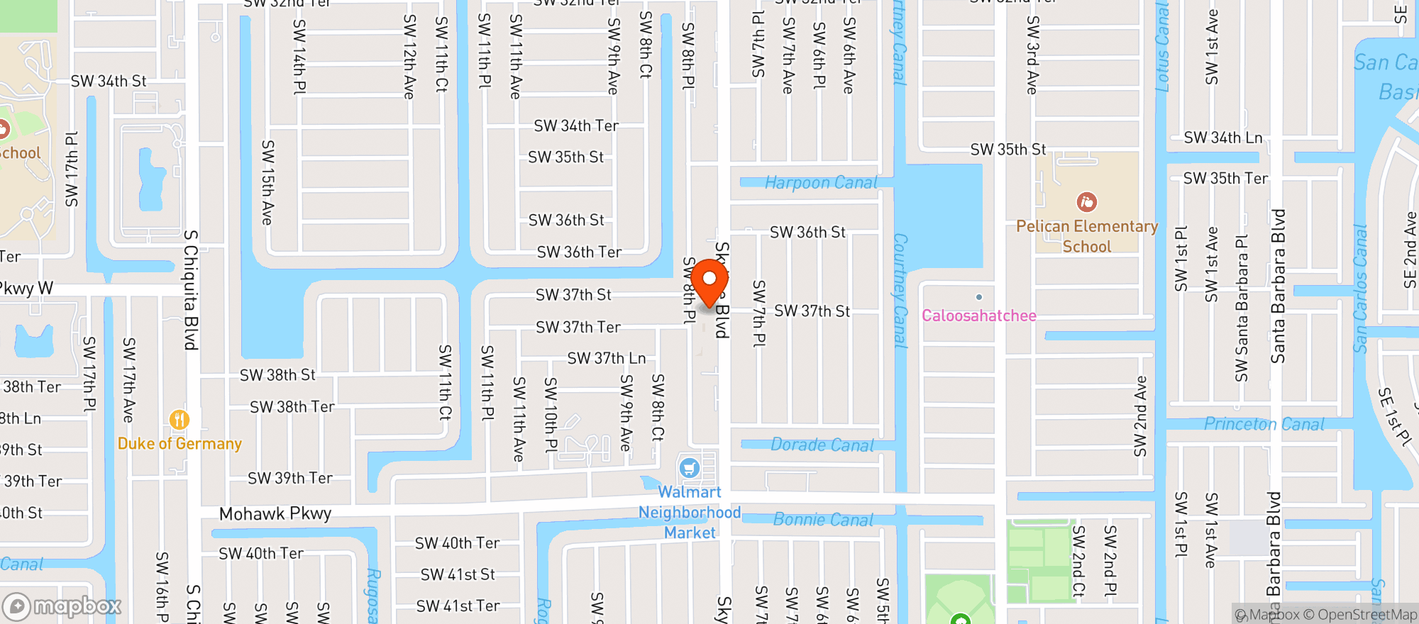 Map showing Circle K # 1735