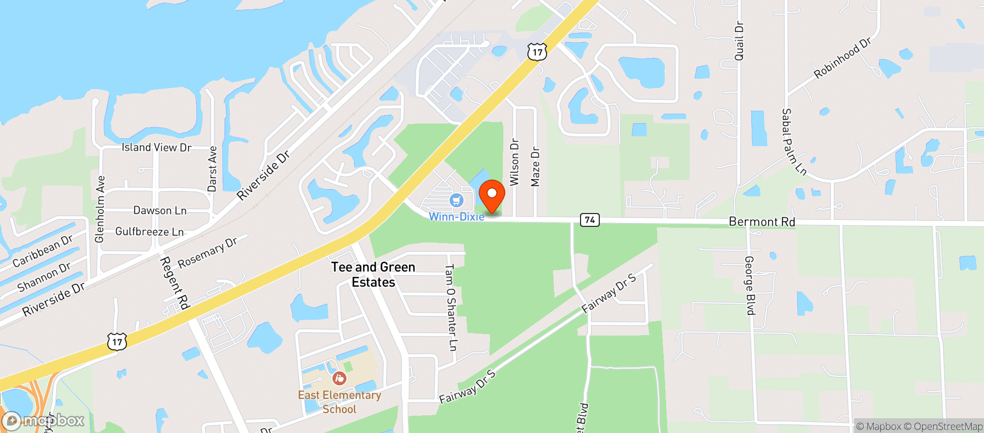 Map showing Winn Dixie - 0741