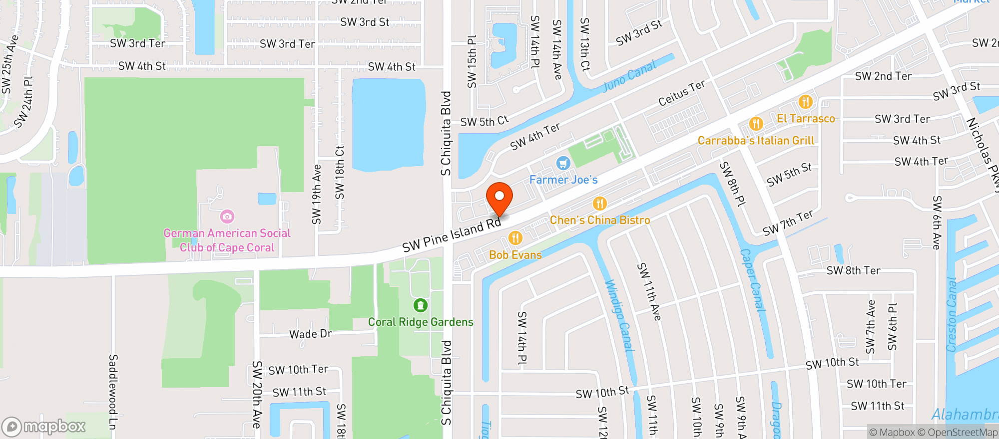 Map showing Farmer Joes