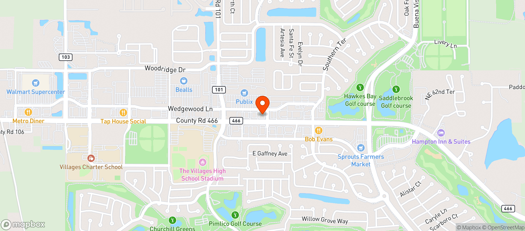 Map showing CIRCLE K (3430 WEDGEWOOD LN)