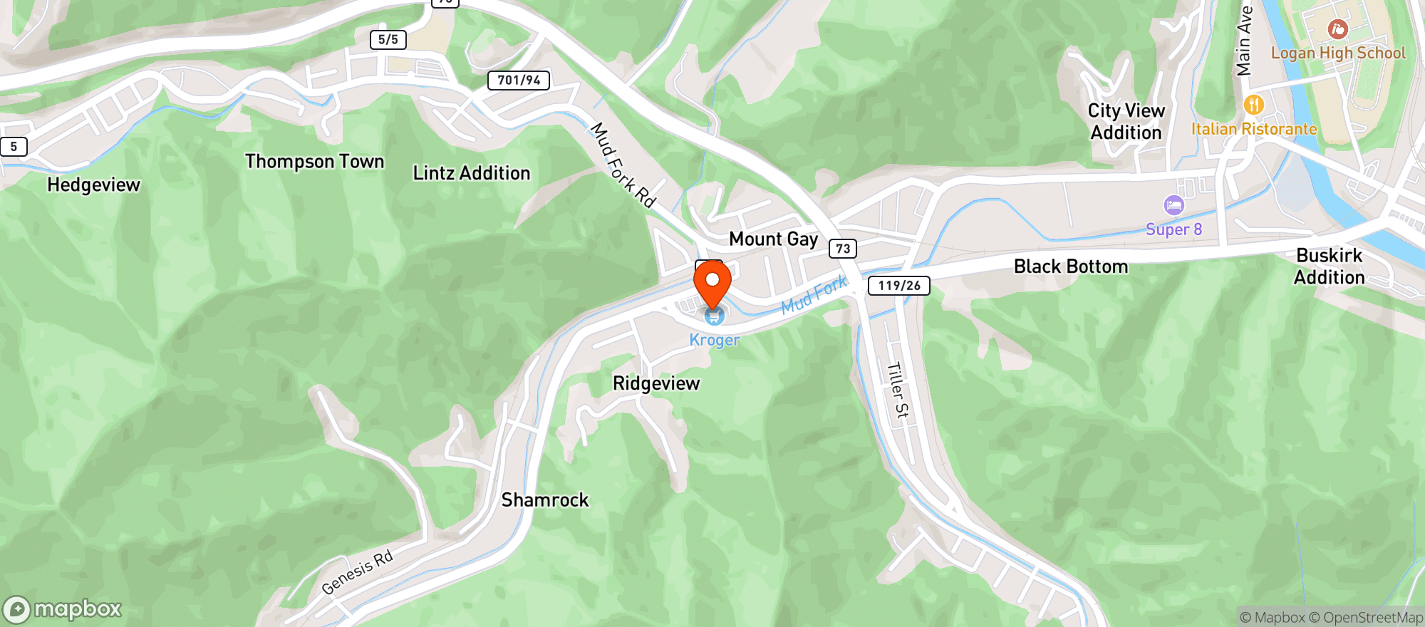 Map showing Kroger