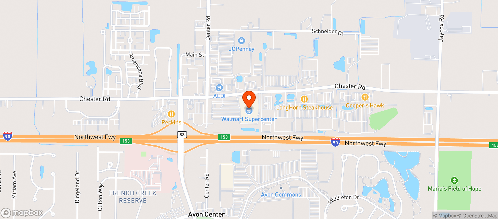 Map showing WALMART SUPERCENTER