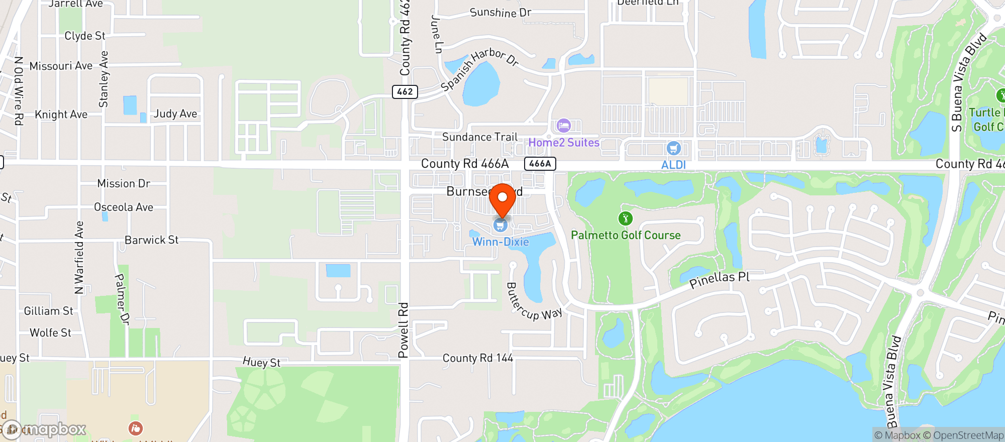 Map showing Winn Dixie #2545