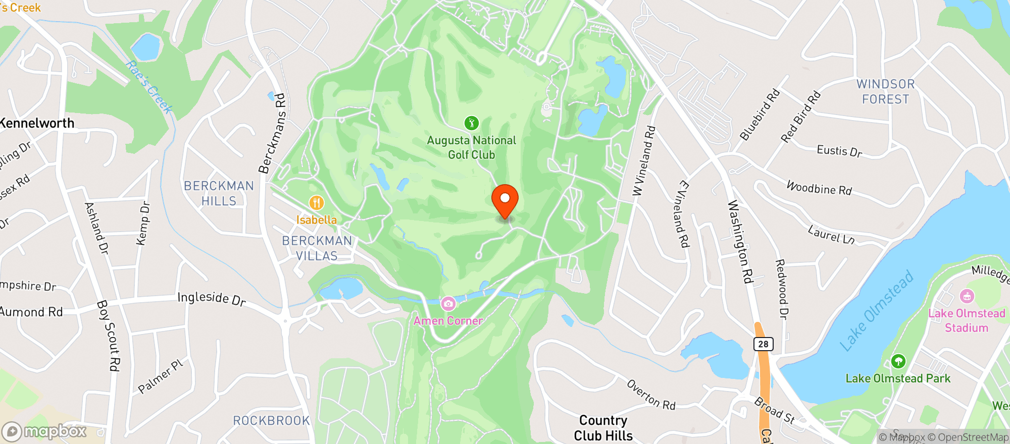 Map showing Augusta National Golf Club