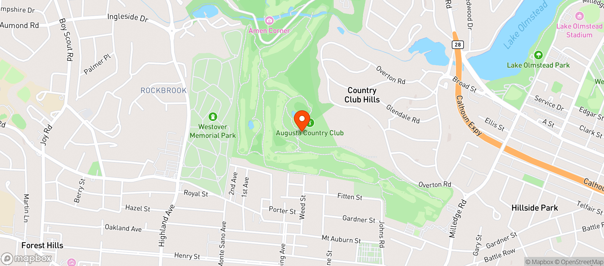 Map showing Augusta Country Club