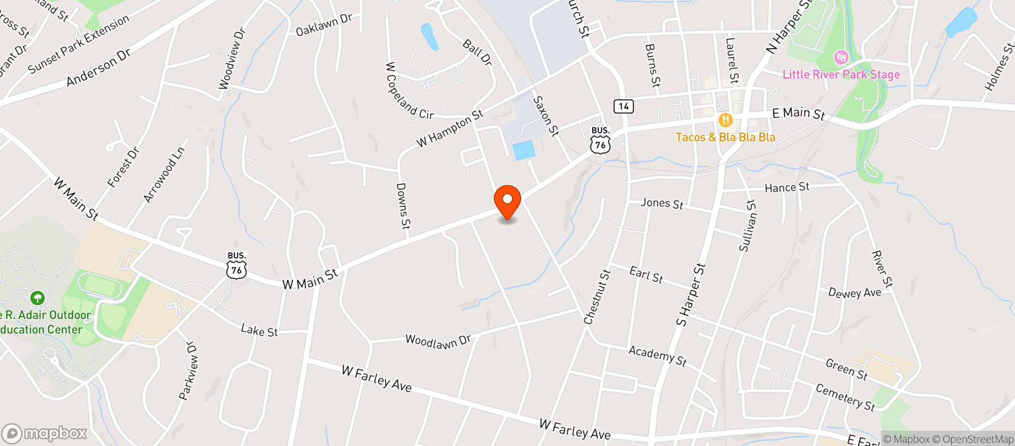 Map showing Main Street Bake Shoppe