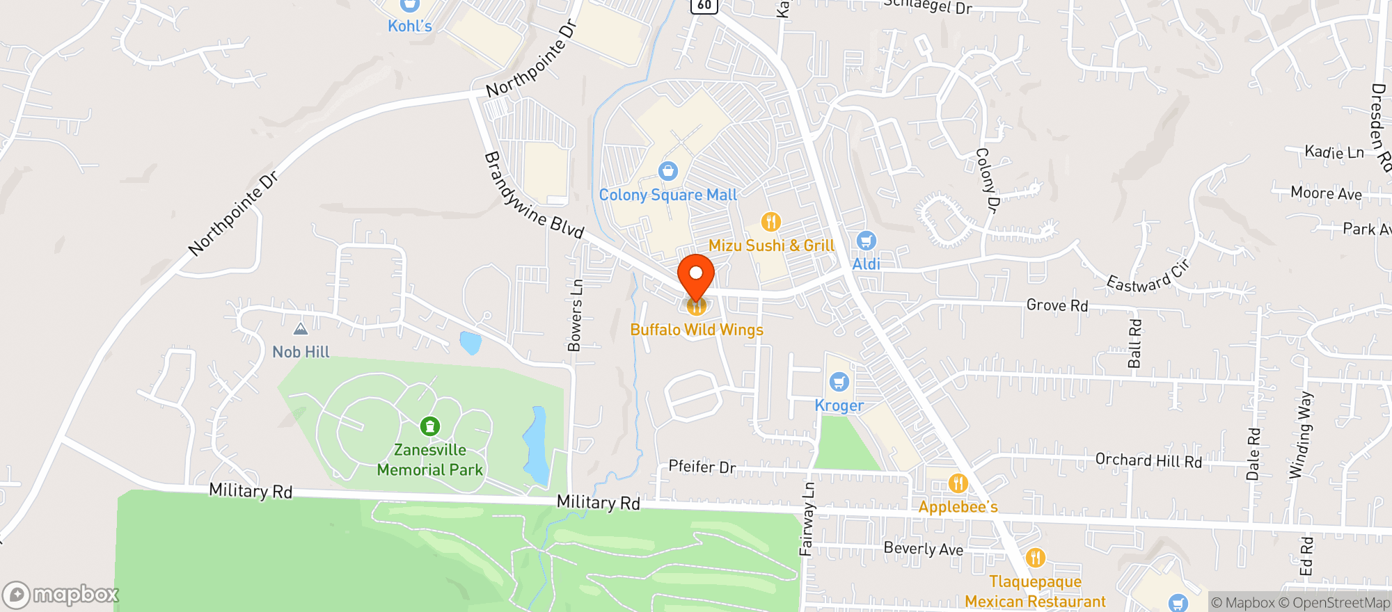 Map showing Buffalo Wild Wings Gril #3598
