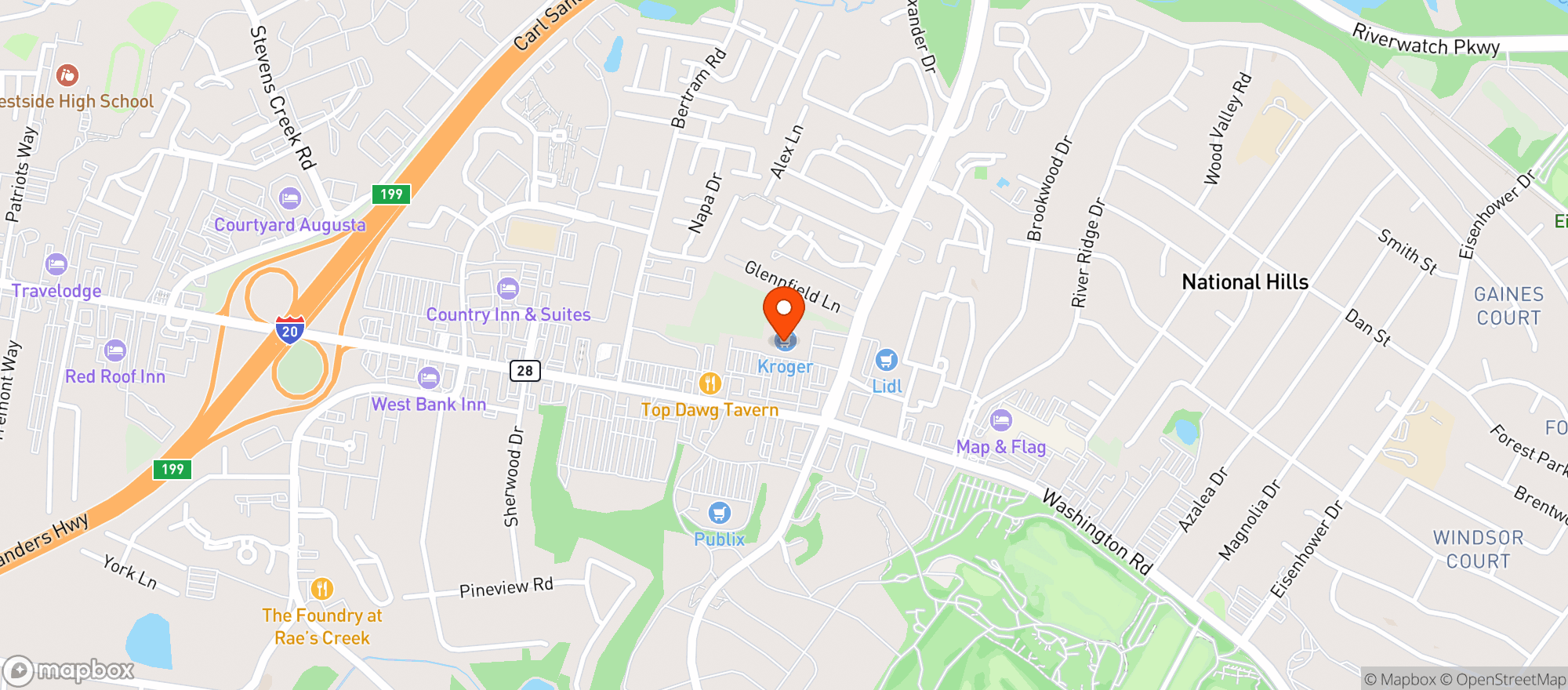 Map showing Augusta Chiropractic Clinic