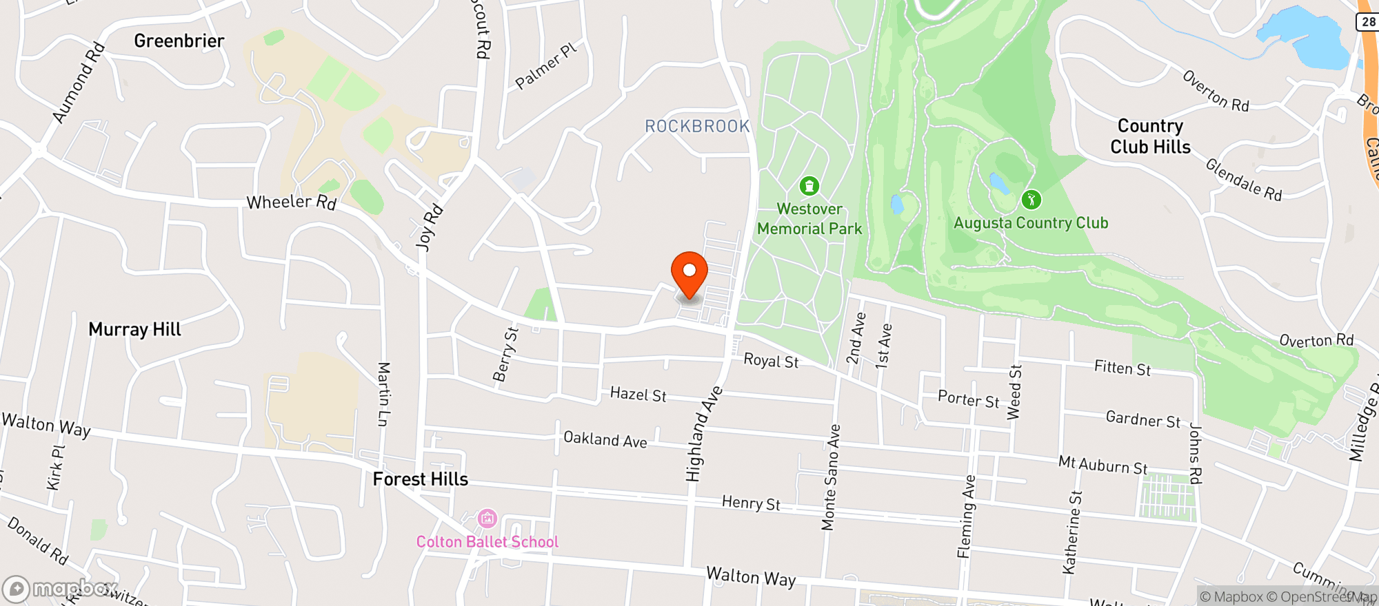 Map showing Abel Brown Southern Kitchen