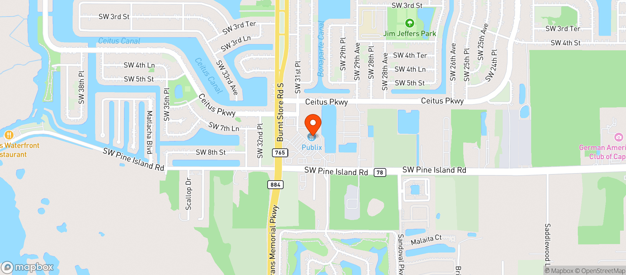 Map showing Publix