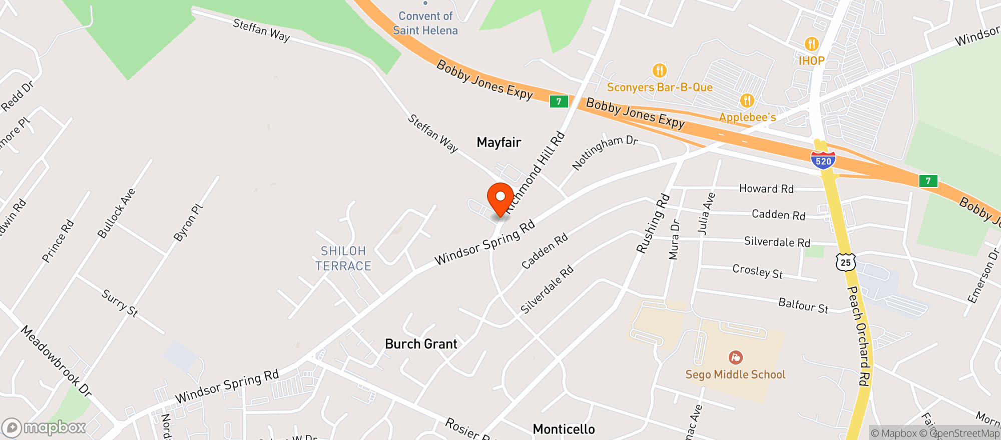 Map showing American Legion