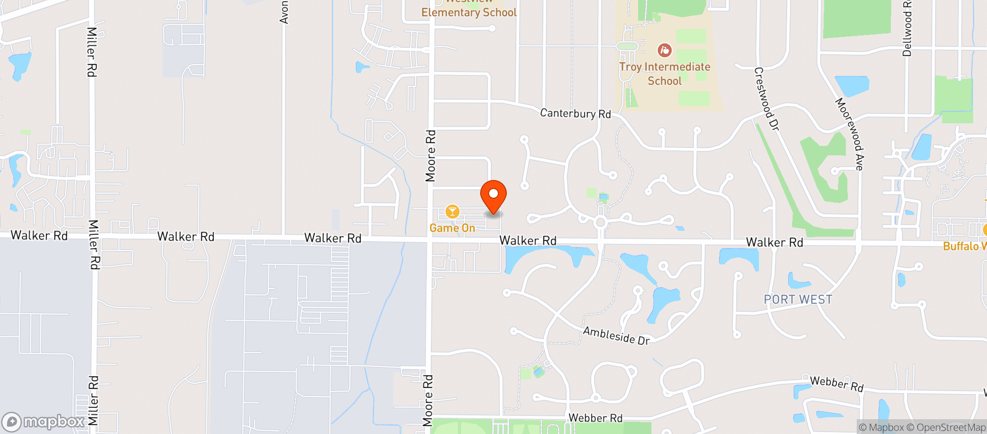 Map showing Game On Avon Lake