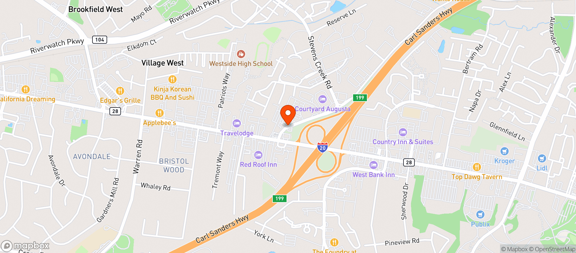 Map showing Veracruz Mexican Restaurant
