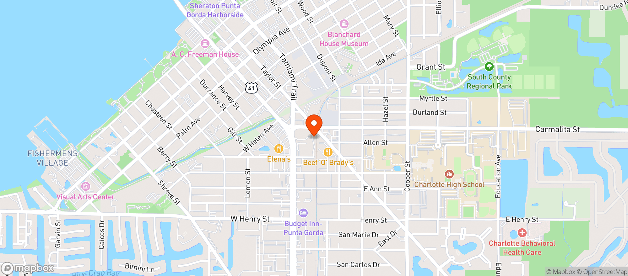 Map showing DOWNTOWN KAVA PUNTA GORDA