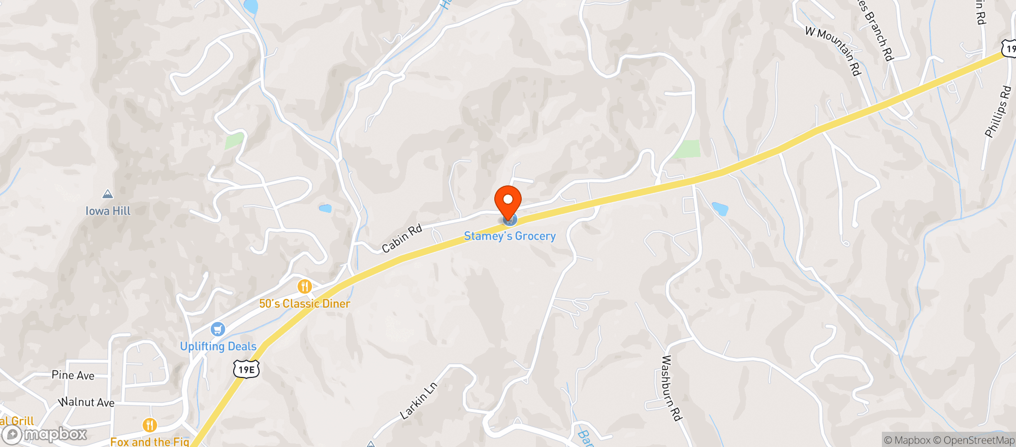 Map showing Stameys Grocery