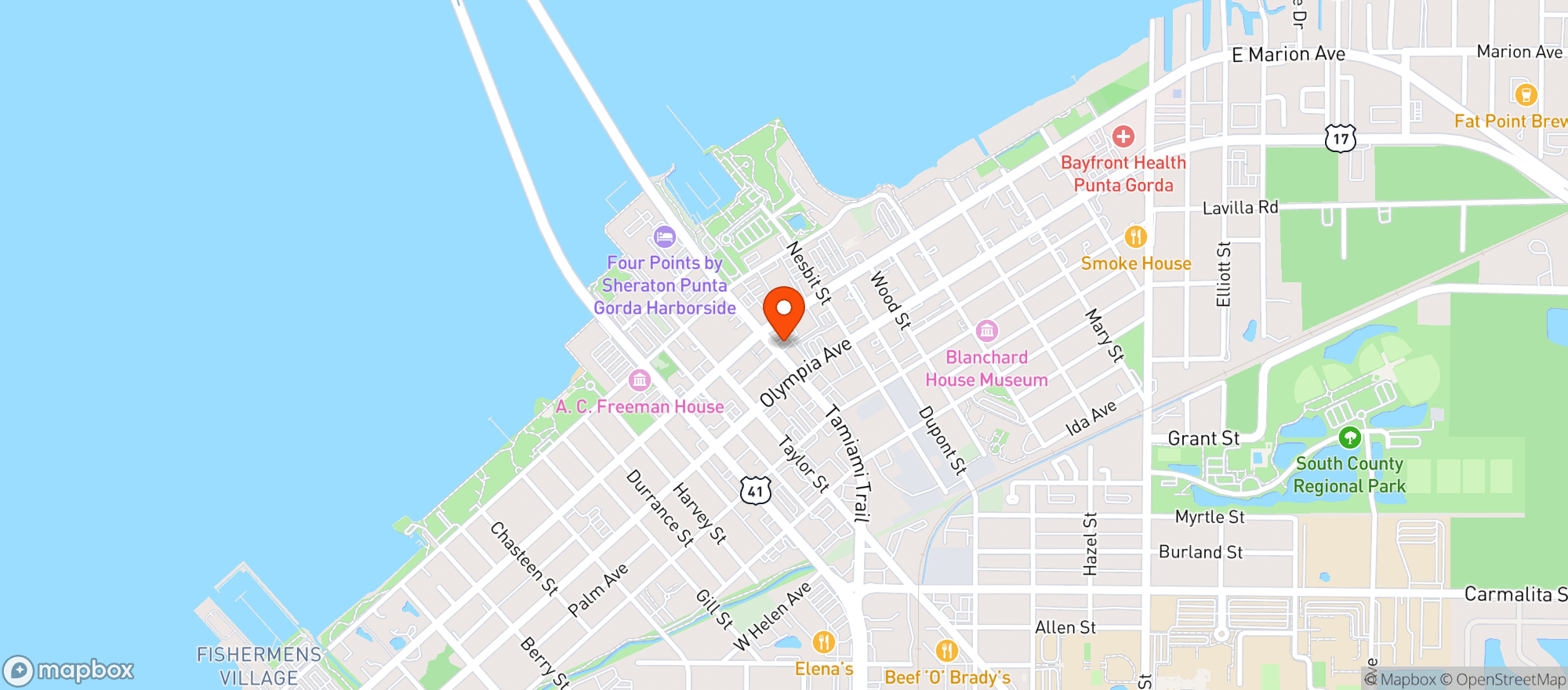 Map showing Cjs Tavern