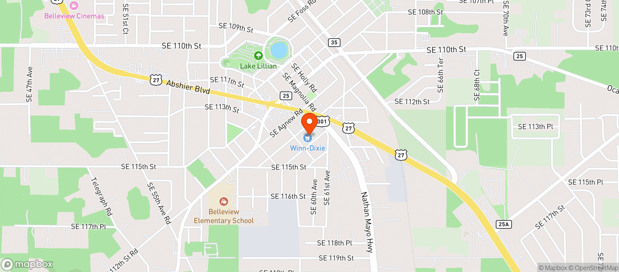 Map showing Winn Dixie #2468