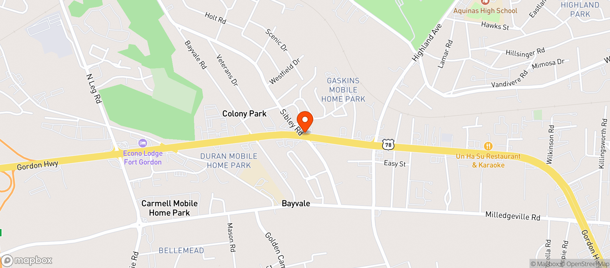 Map showing Circle K