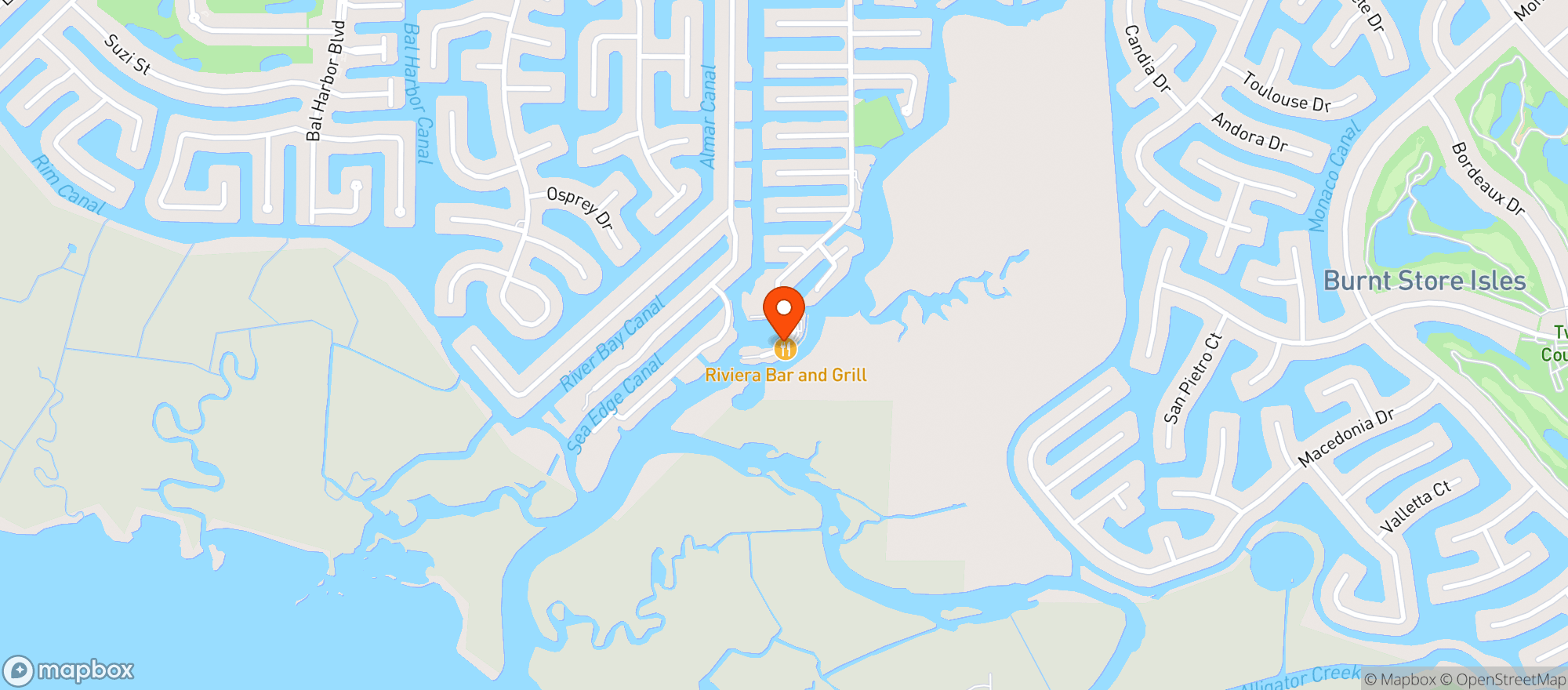 Map showing Riviera Bar & Grill