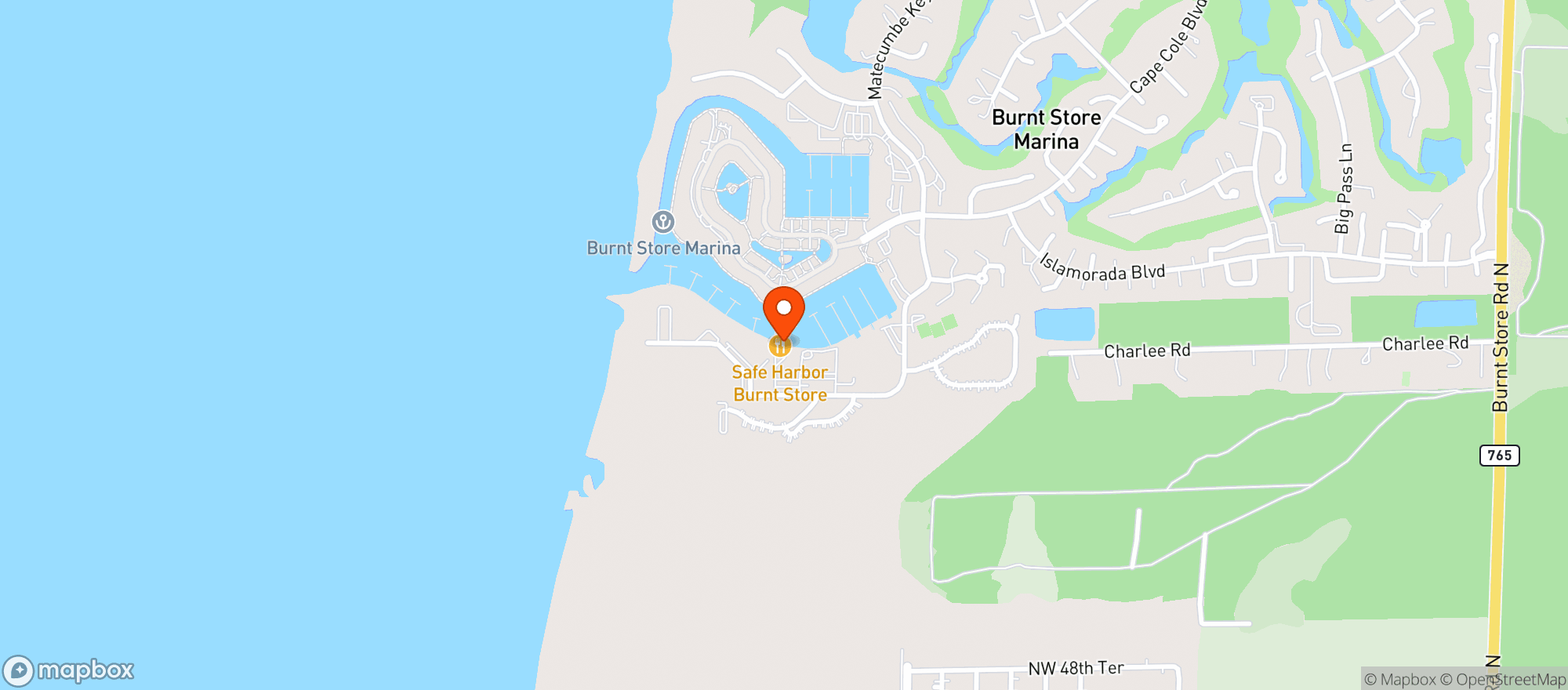 Map showing Cass Cay Restaurant & Bar