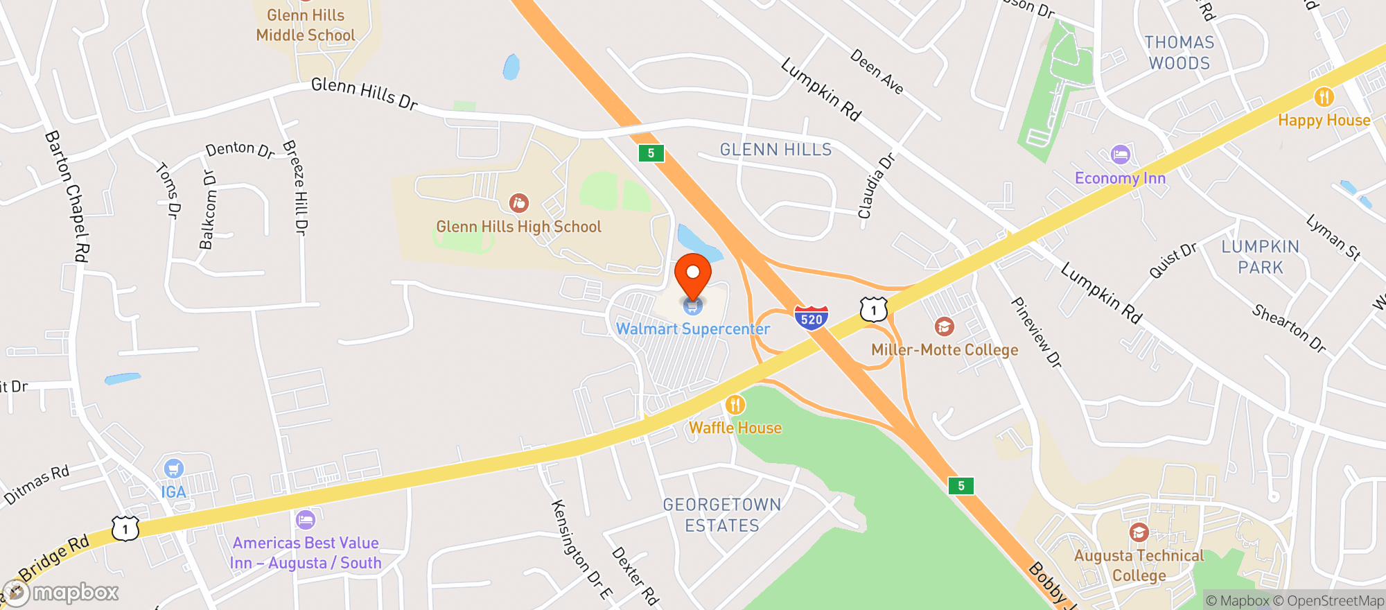 Map showing Walmart Supercenter #1293