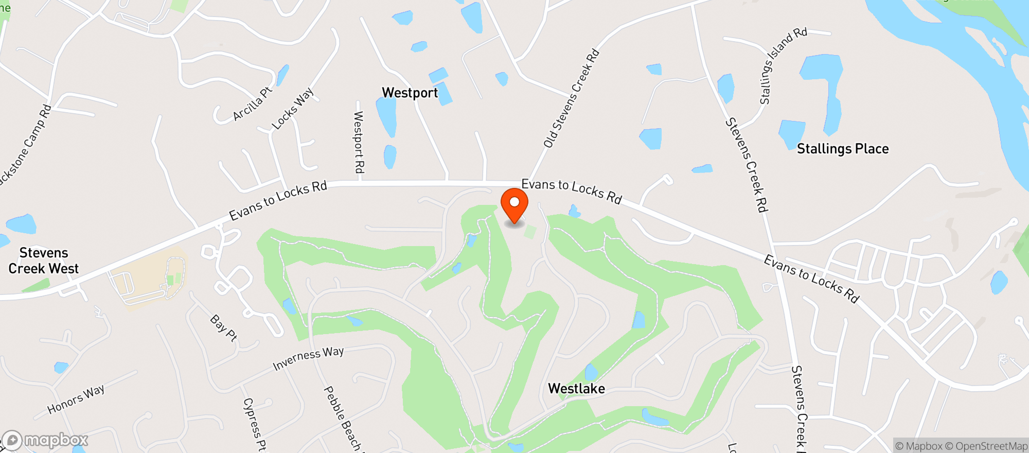 Map showing West Lake Country Club