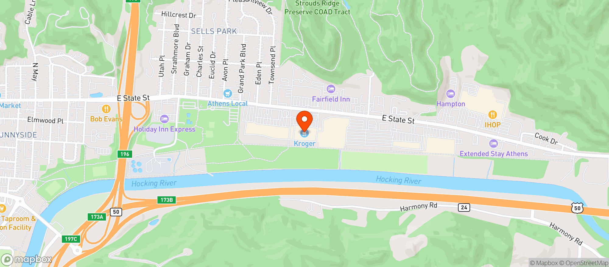 Map showing Kroger