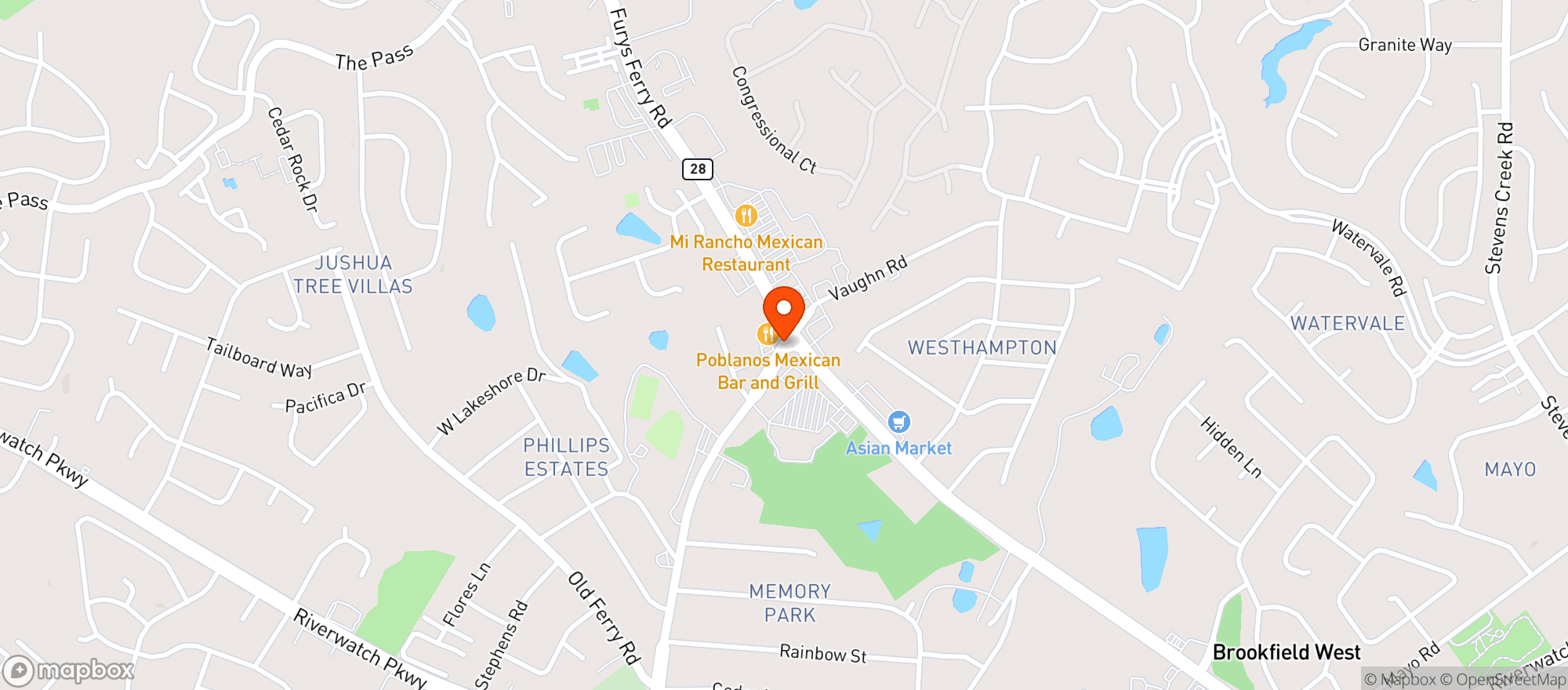 Map showing Pablanos Mexican Grill