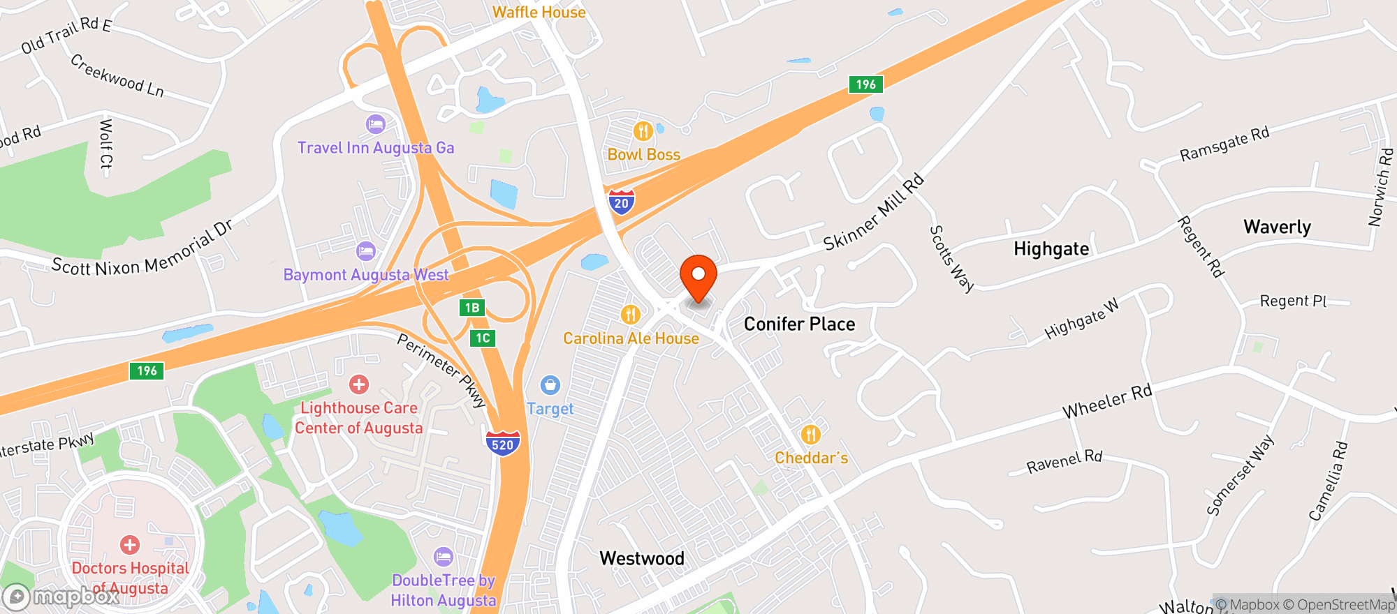 Map showing Buffalo Wild Wings Gril #326